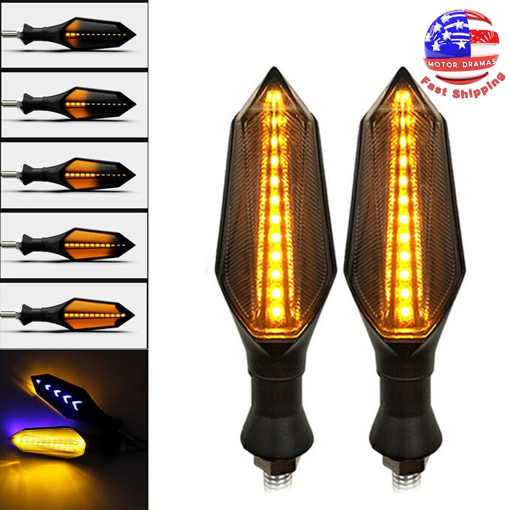 2x 12V Universal Motorcycle LED Turn Signal Light Blinker Amber Blue Indicators
