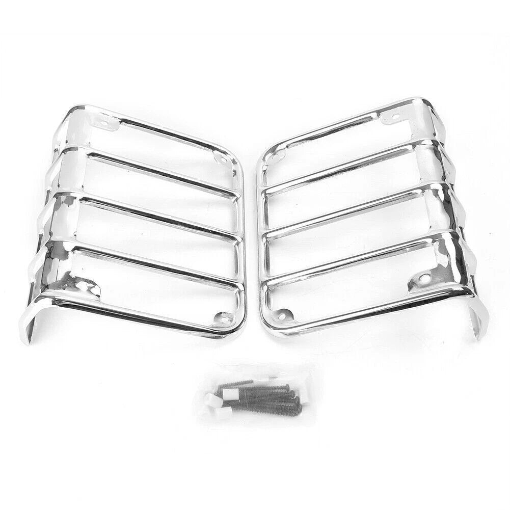 2x Steel Tail Light Cover Protector for JEEP WRANGLER JK 2007 -2016 Chrome Metal