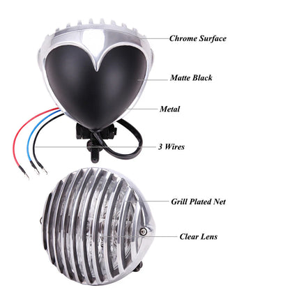 Motorcycle Headlight Finned Grill For Harley Chopper Bobber Cafe Racer