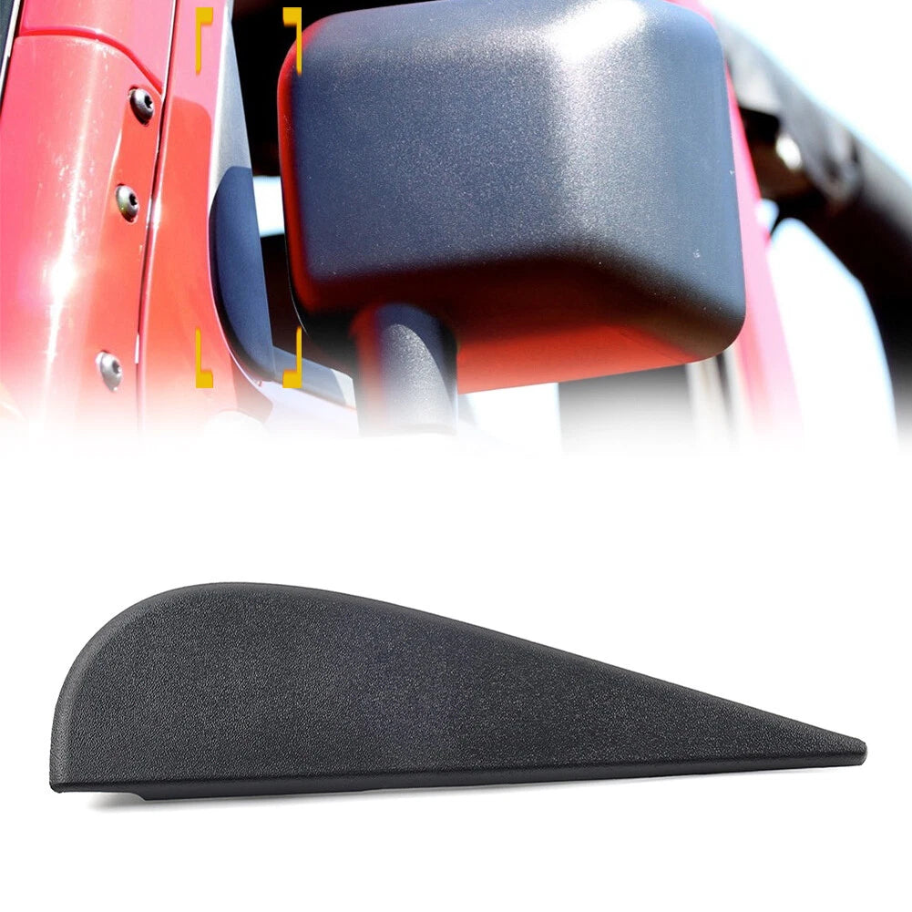 Door Side Mirror Triangle Flag Applique Left Black Fit Jeep Wrangler JK 2007-18