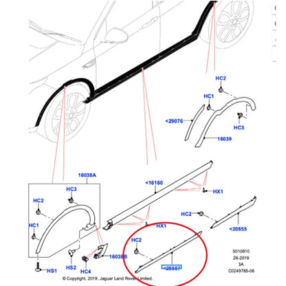 Front Door Guard Trim Strip Right Side For Land Rover Discovery Sport 2015-2019