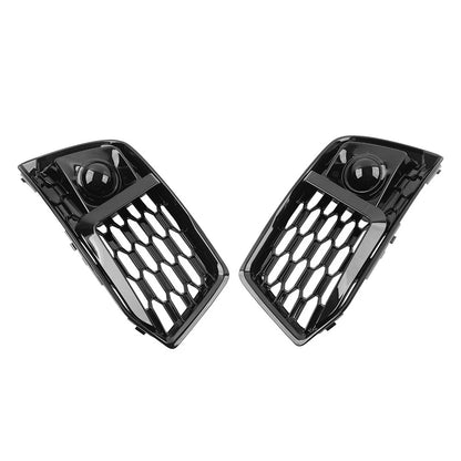 1 Pair Front Bumper Fog Light Grille Cover For Audi Q5 2018-2020 Glossy Black