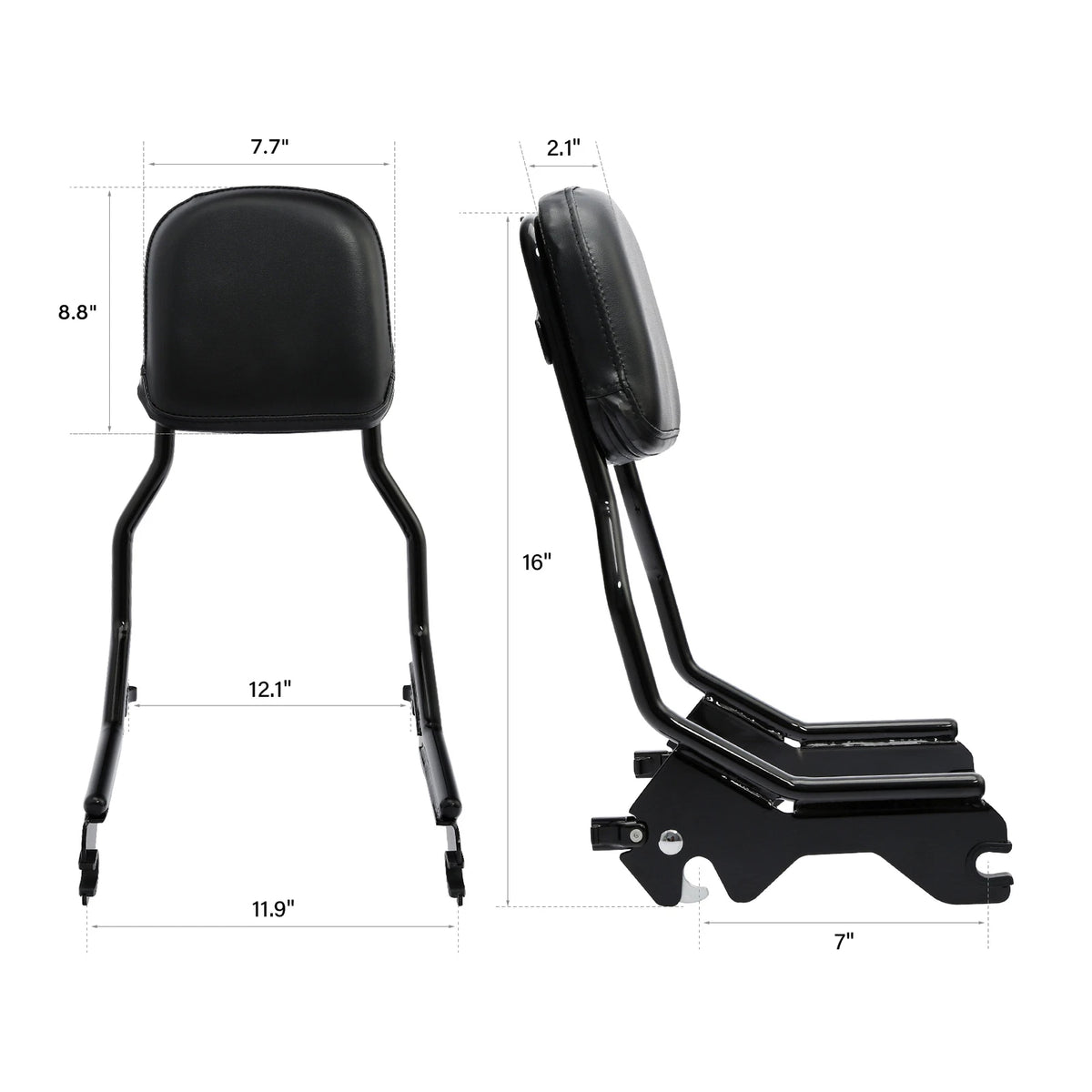Sissy Bar Backrest Pad &Docking Hardware For Harley FXLR FXLRS FLSB 18-25 Black