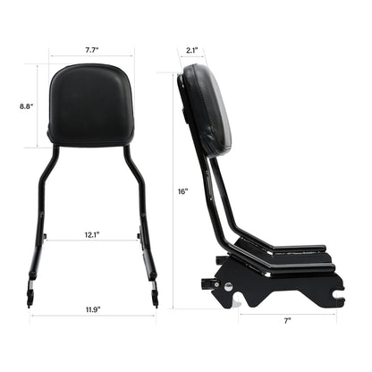 Sissy Bar Backrest Pad &Docking Hardware For Harley FXLR FXLRS FLSB 18-25 Black