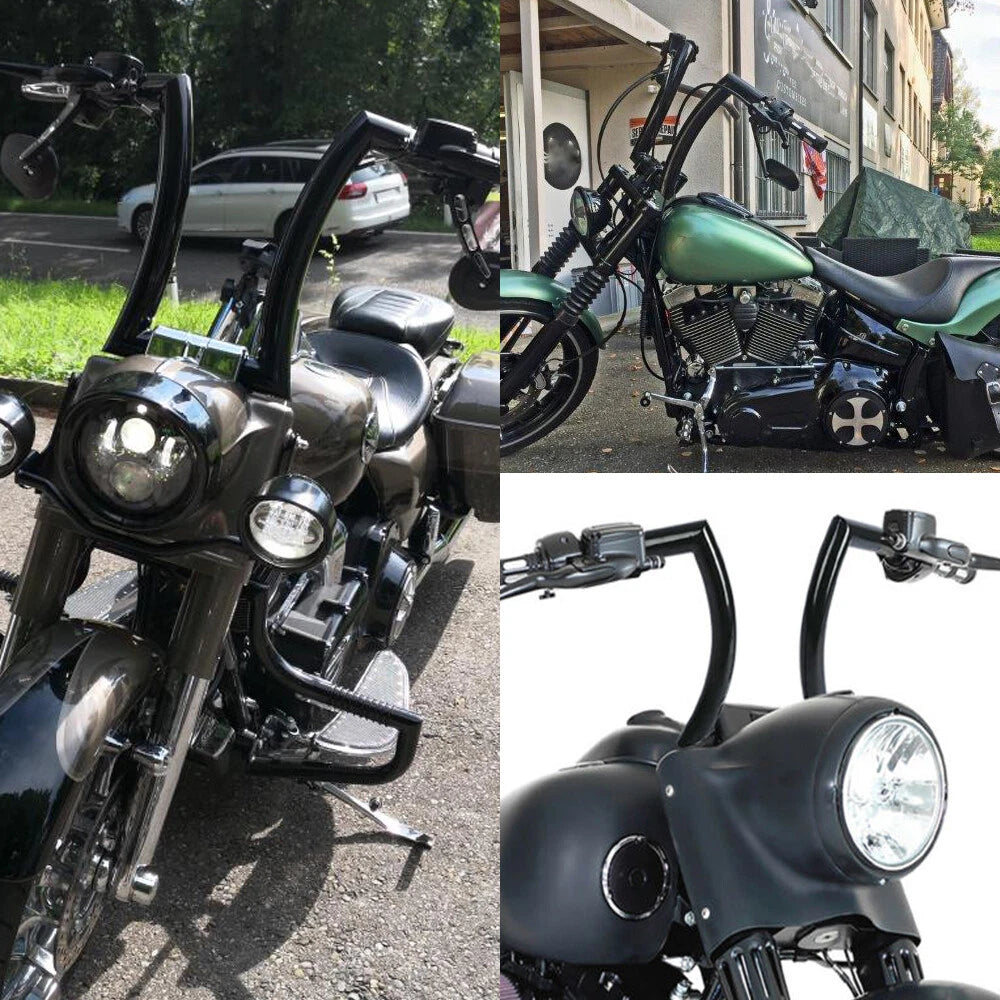 14" Rise 2" Ape Hanger Handlebar For Harley Touring Softail Slim Dyna Sportster