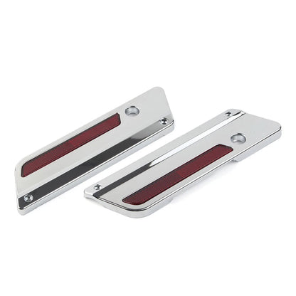 Saddlebag Latch Plate Cover W/ Red Reflector For Harley Touring 1993-13 Chrome