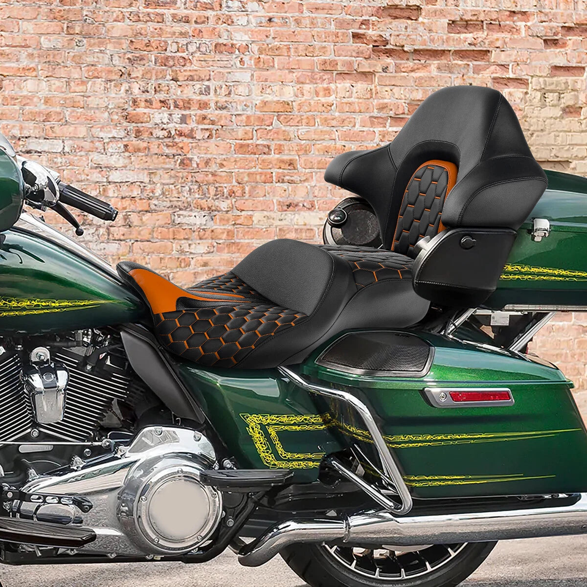Driver Passenger Seat King Backrest Pad Fit For Harley Touring Glide 2014-2023