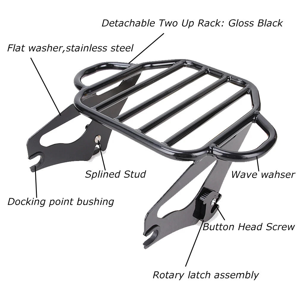 Detachable TwoUp Luggage Rack For Harley Touring Road King Electra Glide 2009-22