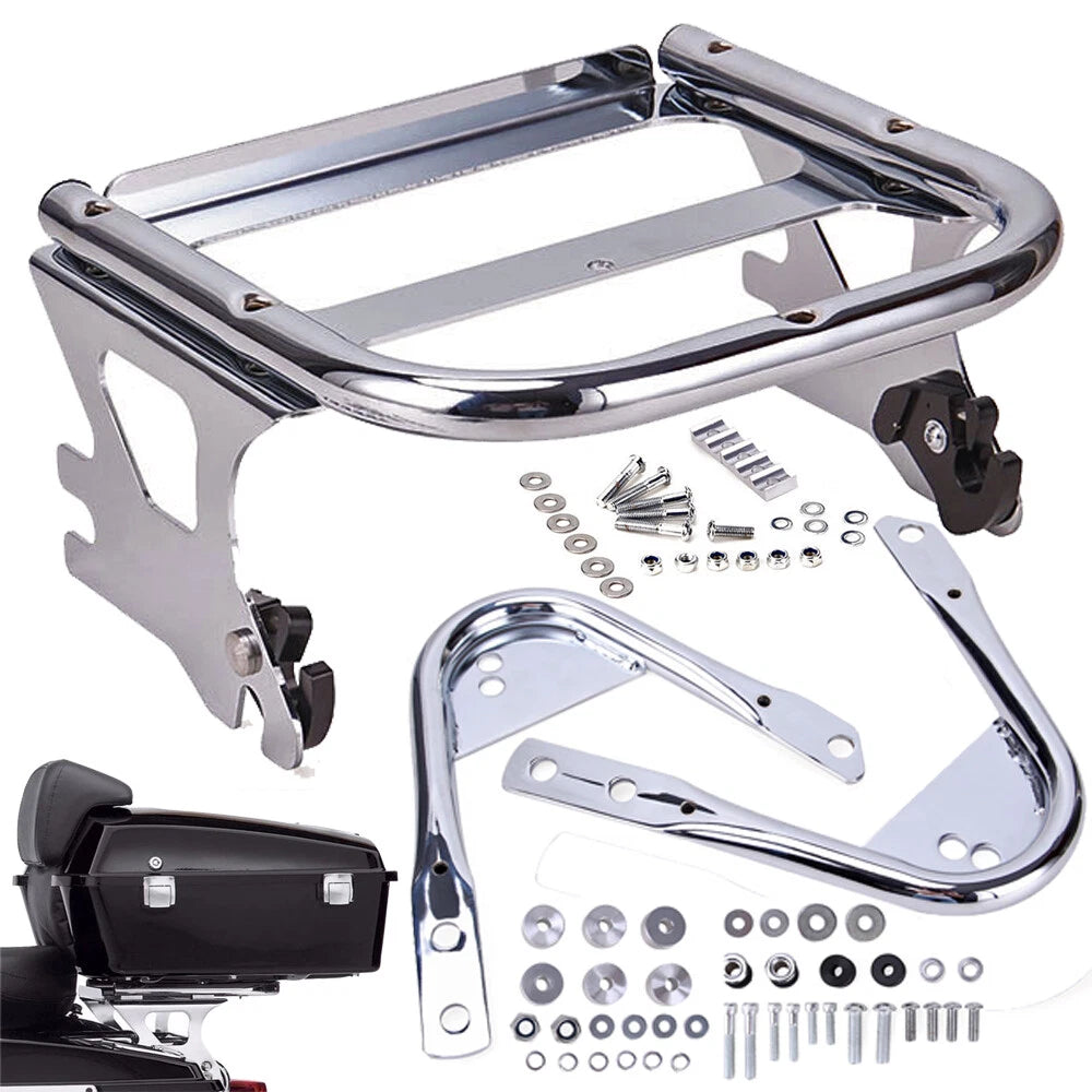 For 97-08 Harley Touring Quick-Detach Two-up Tour Pack Rack Mount+Docking Kits