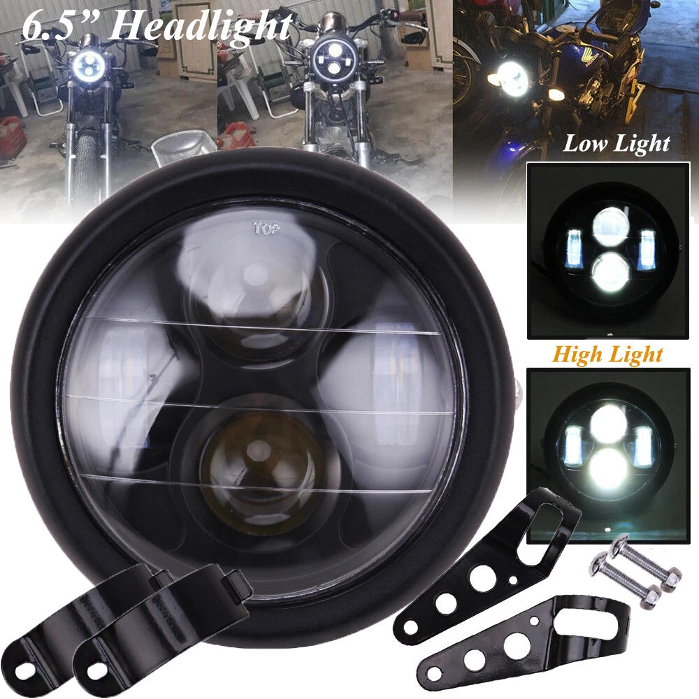6.5" Inch Motorcycle Headlight LED High/Low Light Headlight For Harley Cafe Race