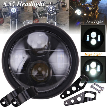 6.5" Inch Motorcycle Headlight LED High/Low Light Headlight For Harley Cafe Race