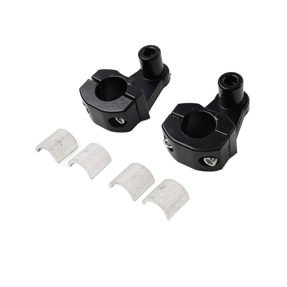 Black Motorcycle HandleBar 7/8 22mm to 11/8 28mm Fat Bar Mount Clamps Riser