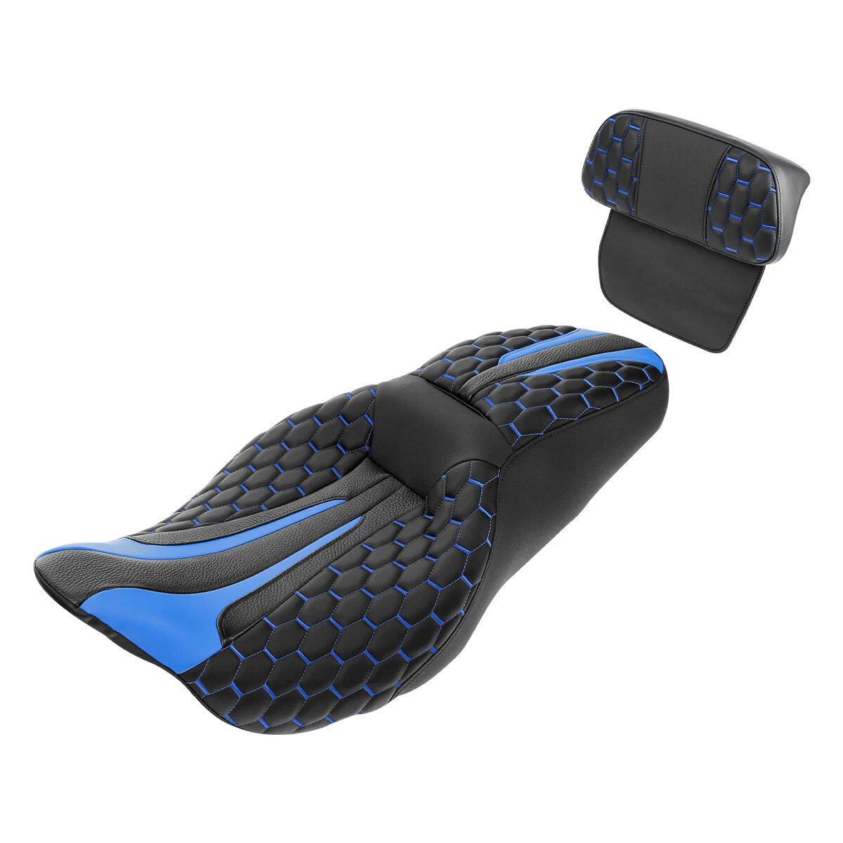 Black Blue Driver Passenger Seat Backrest Pad Fit For Harley Touring 14-23 15 16