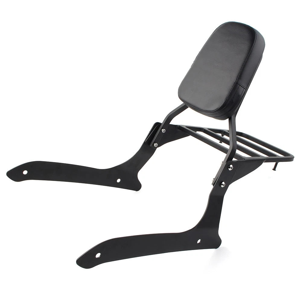 Black Backrest Sissy Pad & Luggage Rack For Yamaha XVS1300A V Star 1300 2007-15