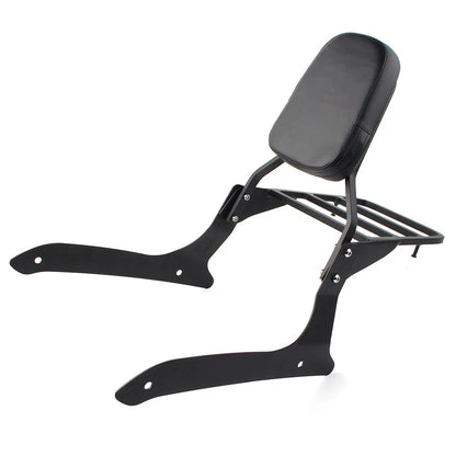 Black Backrest Sissy Pad & Luggage Rack For Yamaha XVS1300A V Star 1300 2007-15