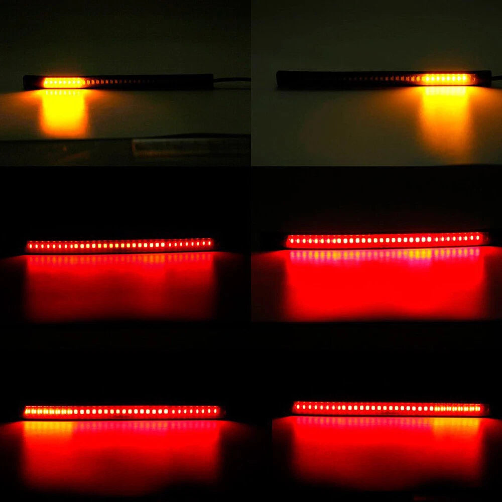 48 LED Motorcycle Flexible Amber Turn Signal Integrated 4 Strip Brake Tail Light