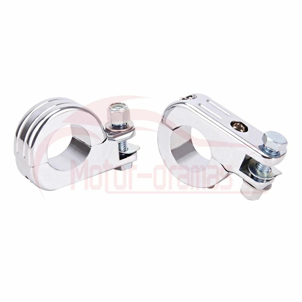 Chrome 1.25" 1-1/4" Foot Pegs Mounting Kit For Harley Highway Engine Guard Bars