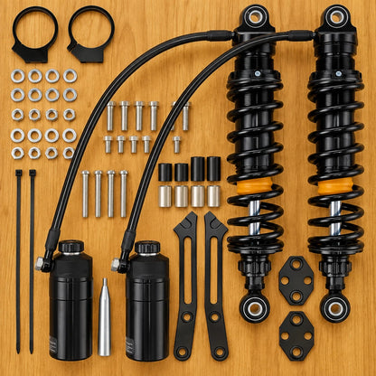 Remote Reservoir Rear Suspensions Shocks Fit For Harley Road King Glide 2014-25