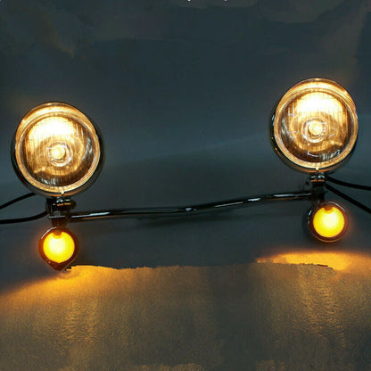 Motorcycle Driving Spot Fog Light Bar With Bracket Turn Signal For Harley Honda