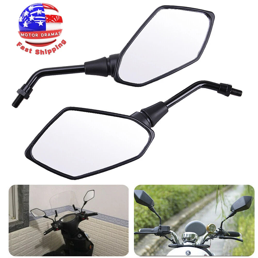 10mm Motorcycle Rearview Side Mirror Set for Kawasaki Suzuki Honda Motorbike
