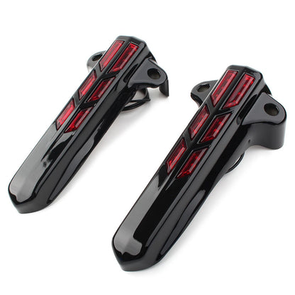 Front Lower Fork Leg Covers LED Light for Harley FLHR FLHTK FLHX 14-20 Black-Red