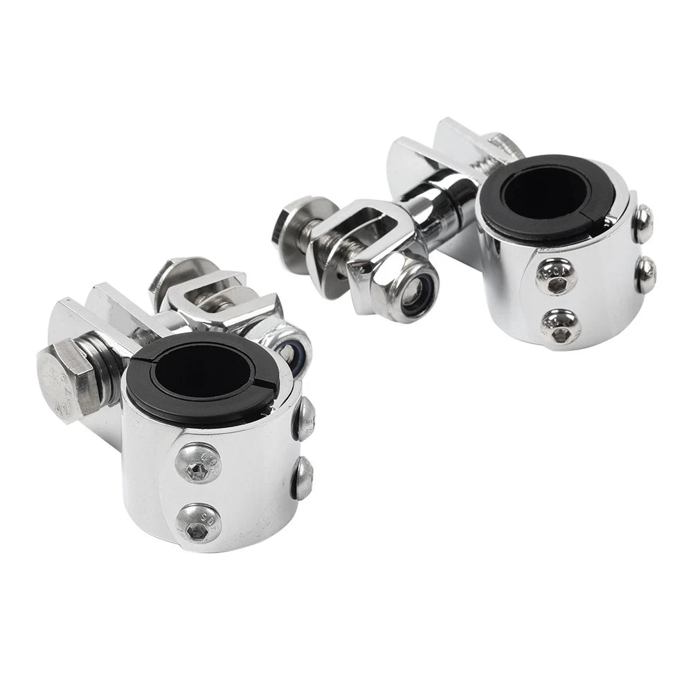 US 1" 1.25" Highway Bar Foot Pegs Mount Clamps Bracket Set For Harley Chrome