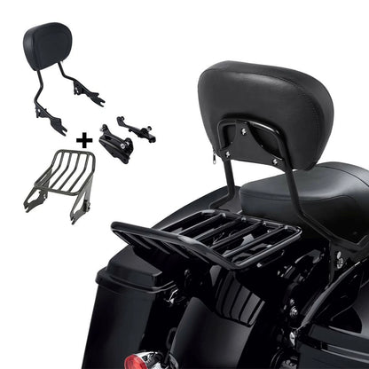 Sissy Bar Backrest Pad Luggage Rack & Docking Kit Fit For Harley Touring 09-13