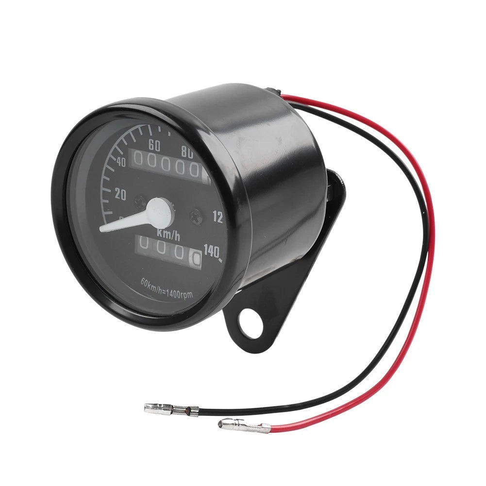Motorcycle Universal Odometer Speedometer Tachometer Gauge Black 12V