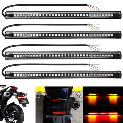 4 Motorcycle Flexible 48 LED Light Strip Tail Brake Turn Signal For Harley Honda