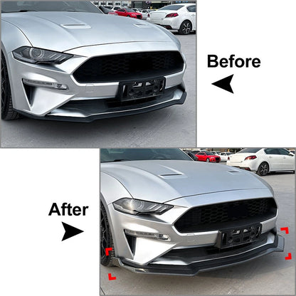 Front Bumper Lip Spoiler Splitter For Ford Mustang 2018-2023 Glossy Black
