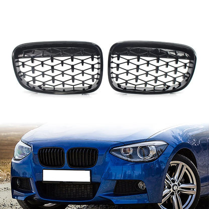 Gloss Black Diamond Meteor Front Kidney Grill Fit BMW 1 Series F20 F21 2011-14