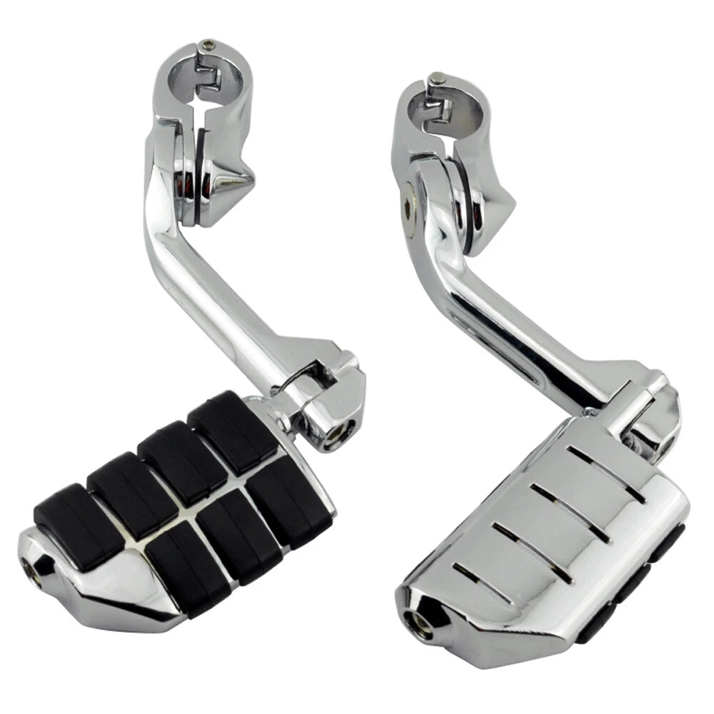 Chrome Long Highway Foot Pegs Crash Bar For Harley Cruiser Motorcycle 1-1/4"