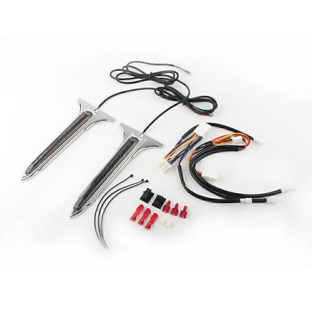 LED Rear Saddlebag Accents Light Smoke Lens For Harley Touring Road King Chrome