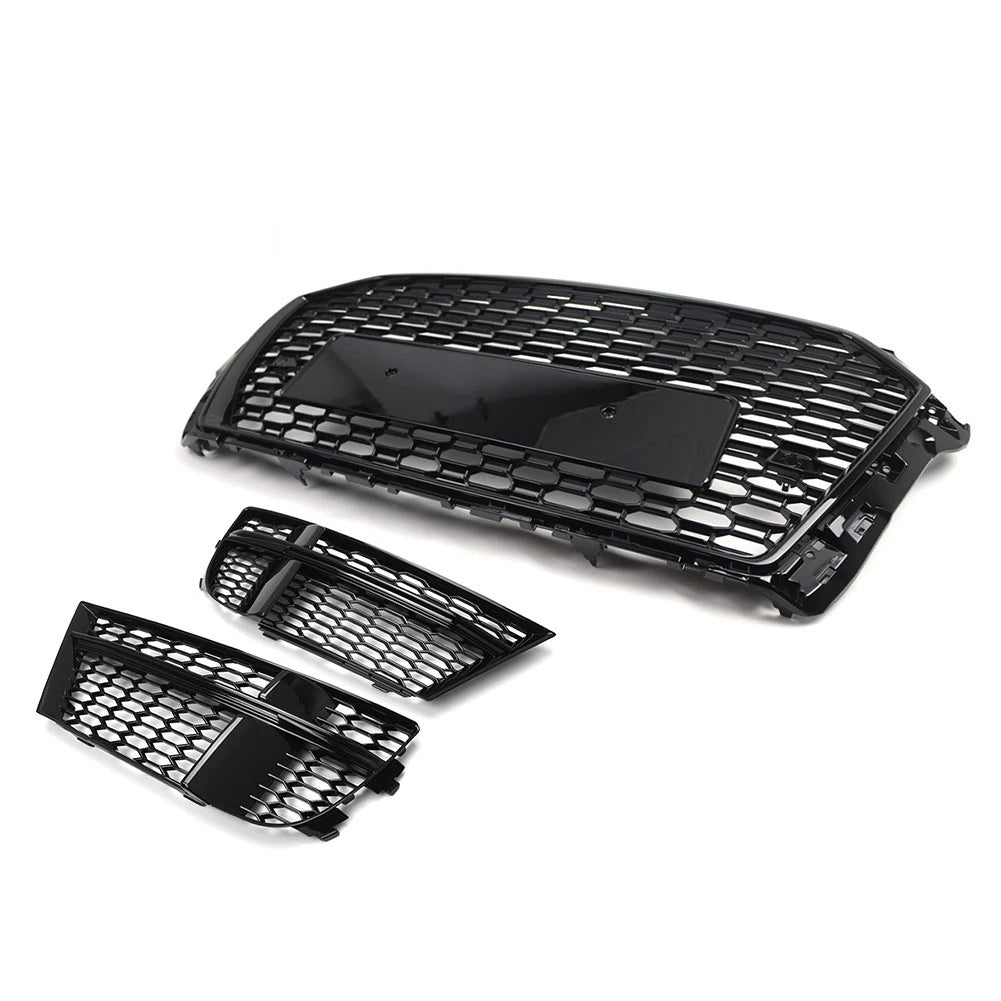 Front Honeycomb Grille With Fog Light Grille Cover Kit For Audi A3 2016-2019 US