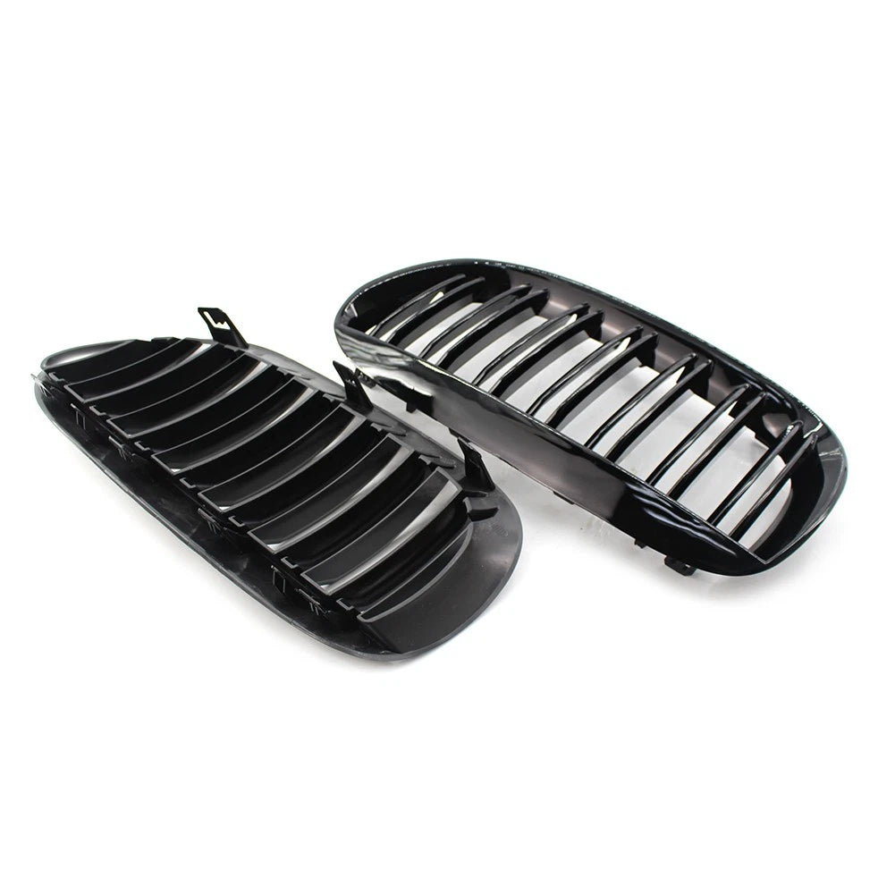2PCS Front Kidney Bumper Grille For BMW E63 E64 650i M6 2004-2010 Gloss Black US