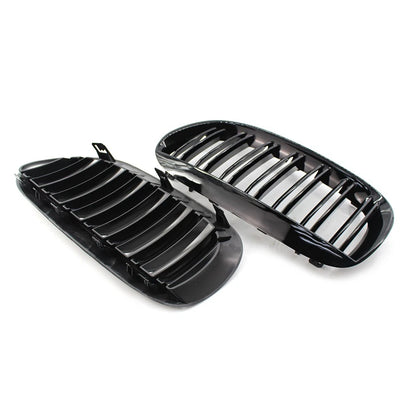 2PCS Front Kidney Bumper Grille For BMW E63 E64 650i M6 2004-2010 Gloss Black US