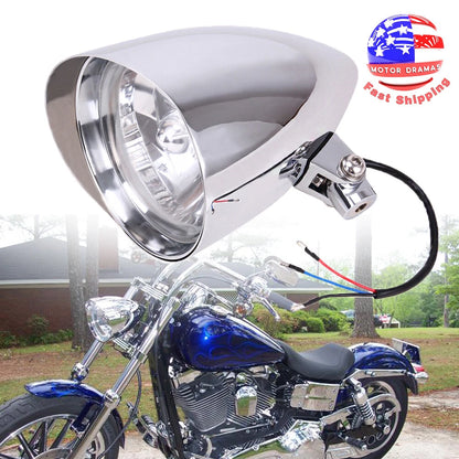 Custom Motorcycle Chrome Visor Bullet Headlight Lamp For Harley Bobber Chopper