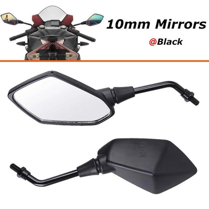 Black Motorcycle Rearview Side Mirrors for Honda Grom Kawasaki Ninja Suzuki