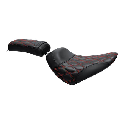 Rider Passenger Seat Fit For Harley Softail Street Bob Standard 18-Up Black Red