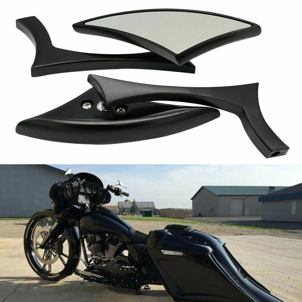 Pair Rear View Mirrors For Harley Touring Street Glide Road King Fatboy Softail