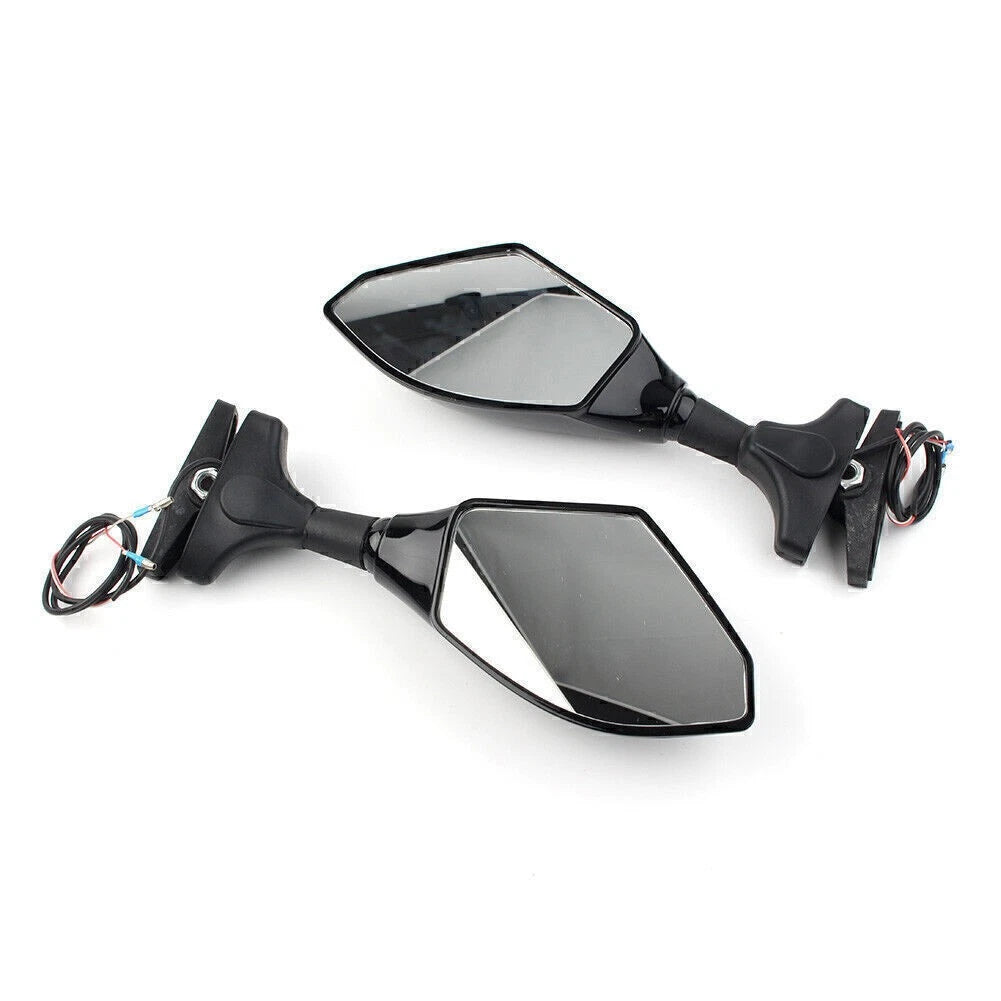 Rearview Mirrors W/ LED Turn Signal Indicator For Ducati Honda Kawasaki Yamaha