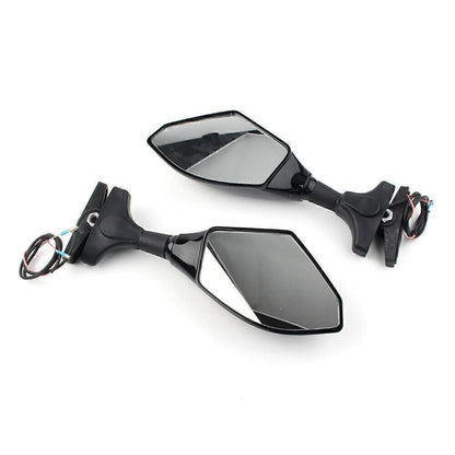 Rearview Mirrors W/ LED Turn Signal Indicator For Ducati Honda Kawasaki Yamaha