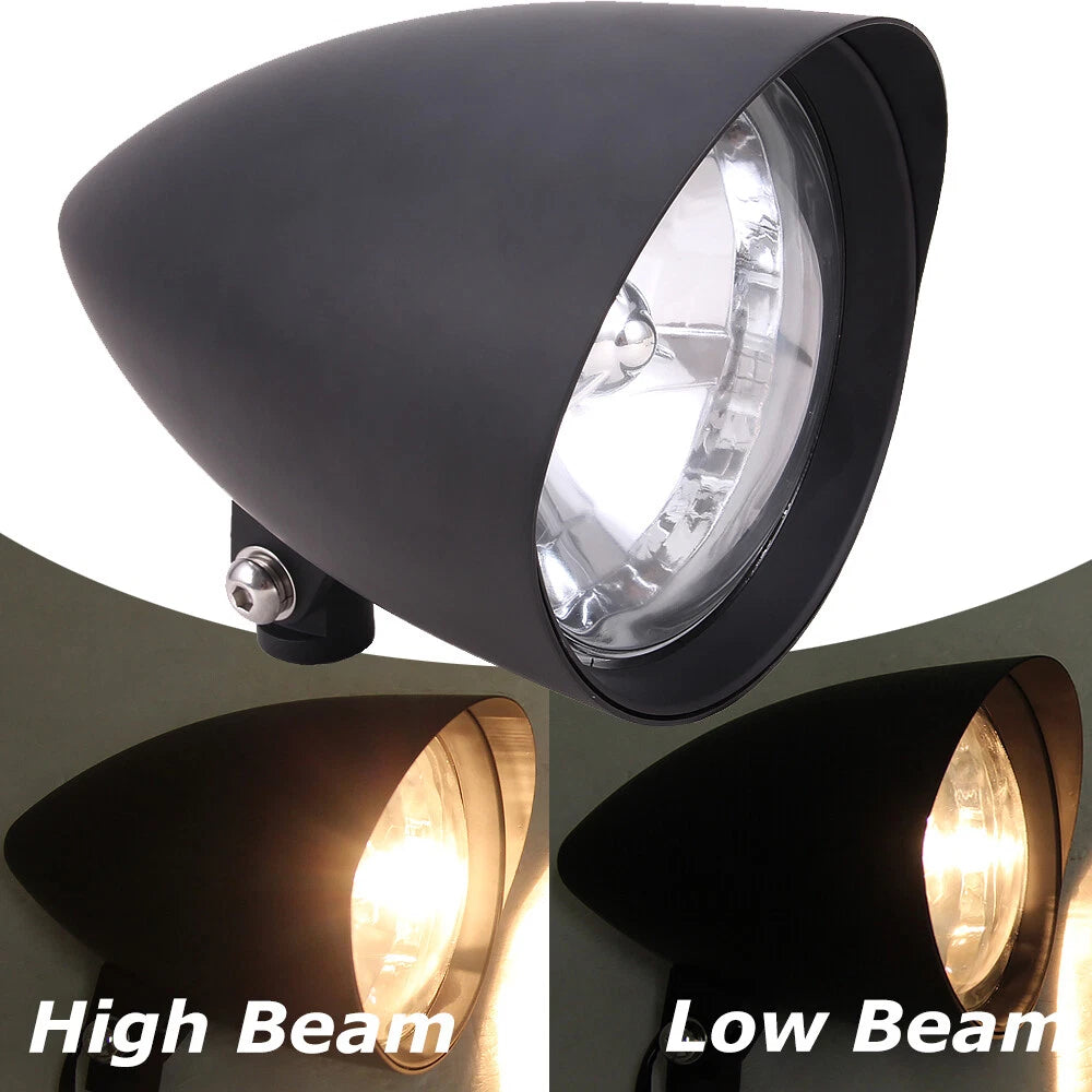 5.75 " Tri-Bar H4 Motorcycle Headlight Lamp Visor Bucket For Harley Dyna Softail