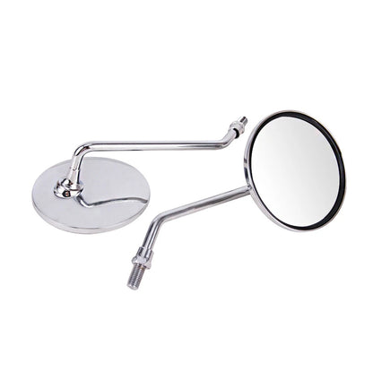 Metal 10mm Chrome Long Stem Motorcycle Mirrors Round For Harley Honda Scooter US