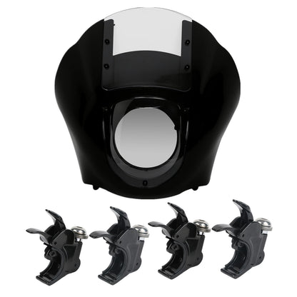 5.75" Headlight Quarter Fairing Windshield W/ 39mm Clamps Fit For Harley Dyna US