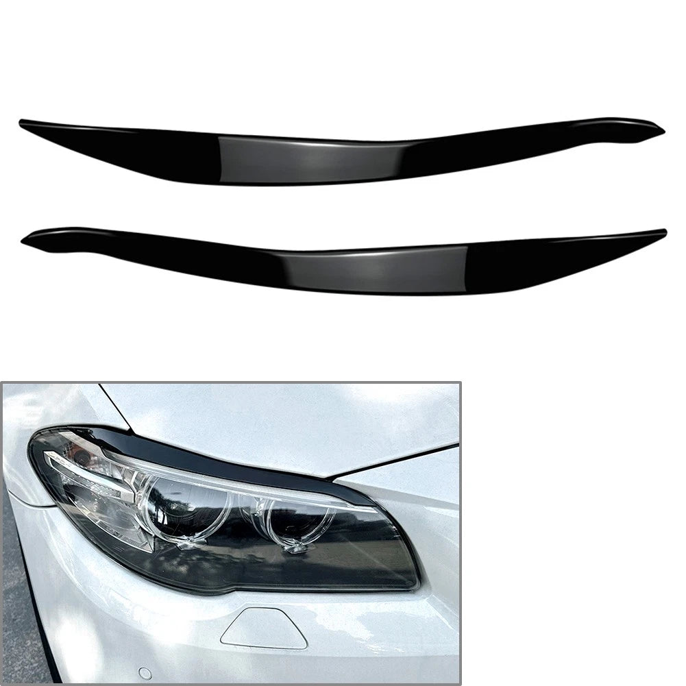 Front Headlight Eyelids Eyebrow Cover For BMW 5 Series F10 F11 2015-2017 Black
