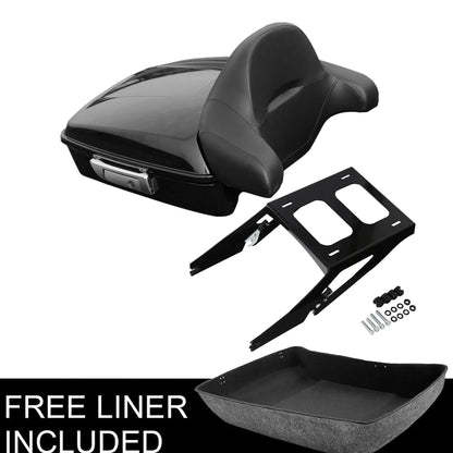 Chopped Trunk Backrest Pad Mount Rack For Harley Sport Glide FLSB 2018-Up Black
