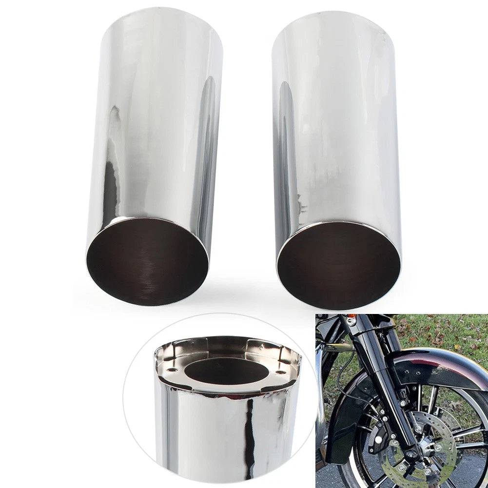 2x +2" Smooth Fork Tube Slider Covers Cowbells For Harley Electra Tri Glide FLHX