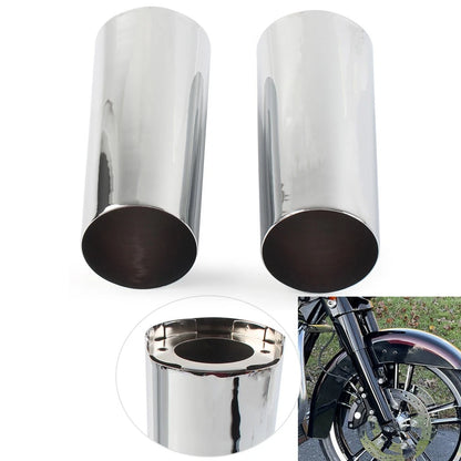 2x +2" Smooth Fork Tube Slider Covers Cowbells For Harley Electra Tri Glide FLHX