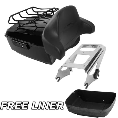 Black King Trunk Pad Mount Rack Fit For Harley Electra Road Glide King 2009-2013